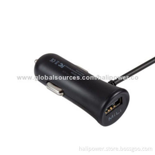 USB Car Charger with Micro USB Output, Sized 25*24.8*70.5mm, 12V DC InputNew